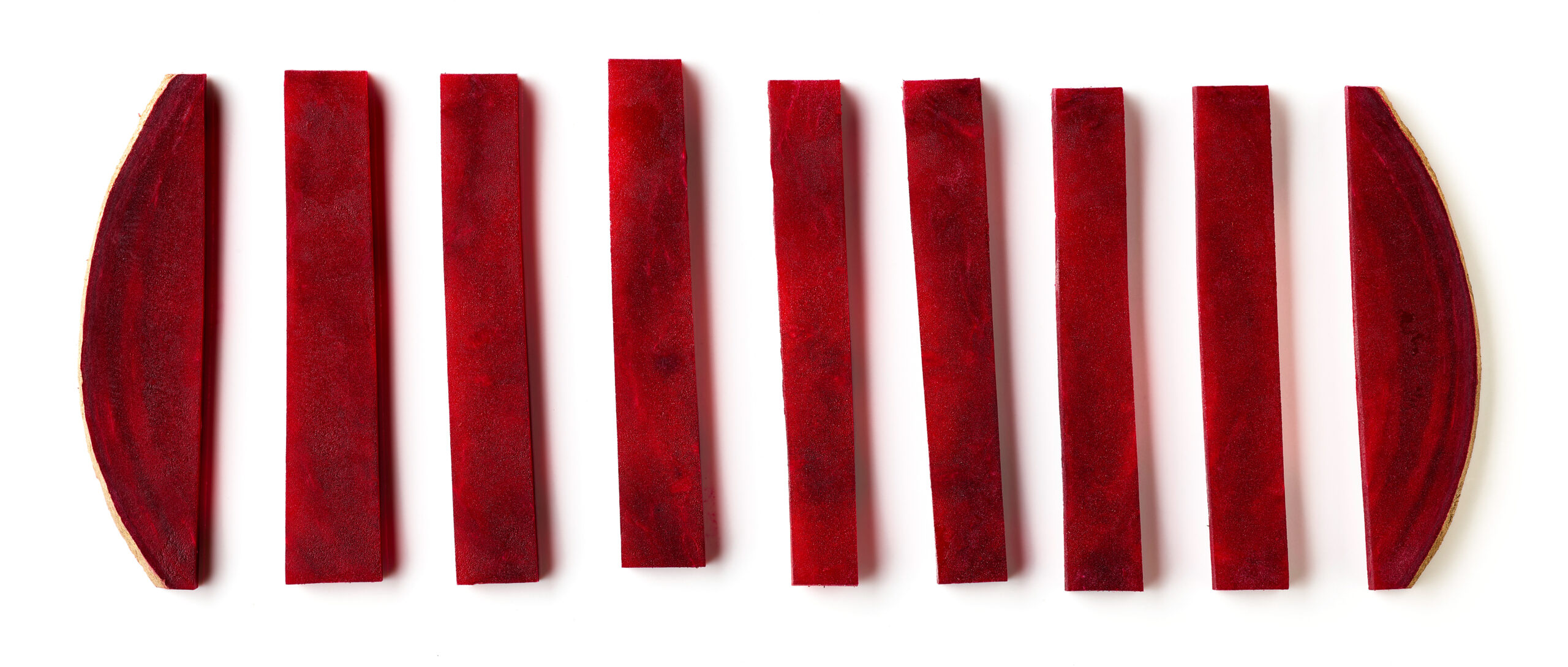 Beetroot slices isolated on white, from above Sliced beetroot isolated on white background, top view